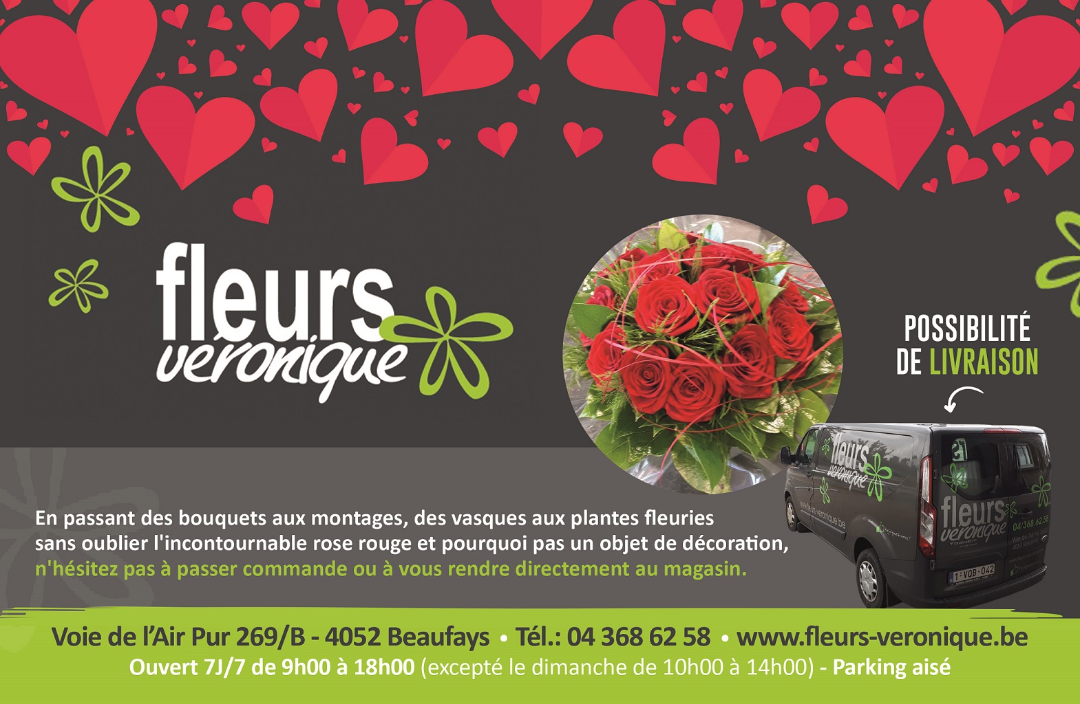 Saint-Valentin, Beaufays, Roses rouges, Livraisons, Créations florales 